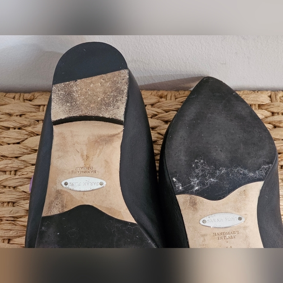 Sarah Flint Natalie Flats w Bow in Black Vachetta Size 10 (41) Made in Italy - Picture 9 of 16